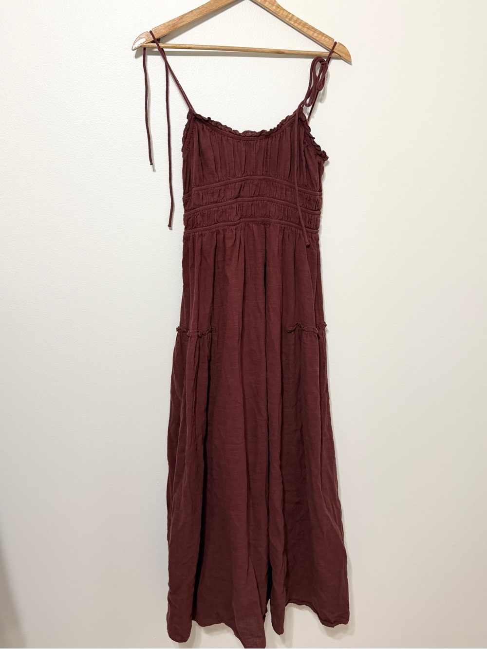 ASOS Faith Maxi Dress Size 6 Brown Fall Beach Dress Shirred Sundress - Picture 3 of 10